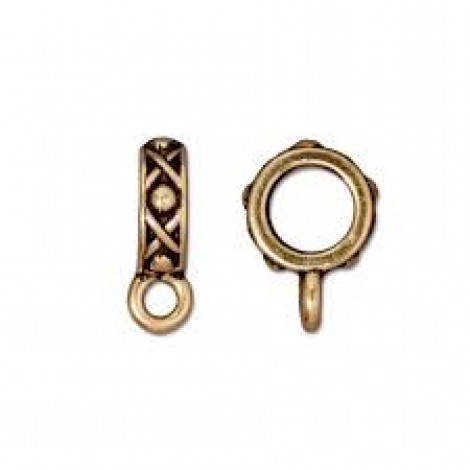 TierraCast Large 6mm Hole Legend Bail with Loop - Antique 22K Gold Plated
