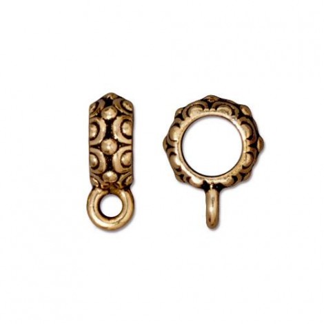 Large (6mm) TierraCast Hole Oasis Bail w/Loop - Antique 22K Gold Plated - Each Large (6mm) TierraCast Hole Oasis Bail w/Loop - Antique 22K Gold Plated - Each