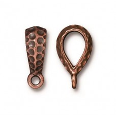 18x10mm (6mm ID) TierraCast Hammertone Bail with Loop - Antique Copper Plated - Each