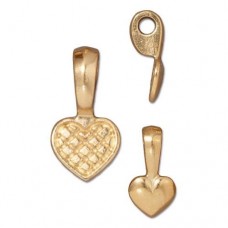 20mm TierraCast Glue-Pad Heart Bail - Bright 22K Gold Plated - Each