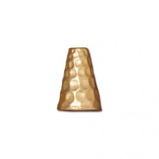 13mm Tall Hammertone Cones - 22K Gold Plated - Pack of 2