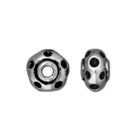 10mm TierraCast Divot Large Hole Bead - Ant Silver Plated - Pack of 2