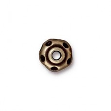 10mm TierraCast Divot Large Hole Bead - Brass Oxide - Pack of 2