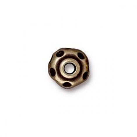 10mm TierraCast Divot Large Hole Bead - Brass Oxide - Pack of 2