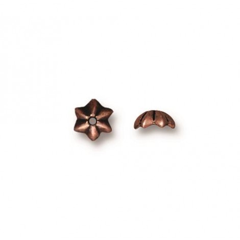 5mm TierraCast Talavera Star Beadcap - Antique Copper Plated
