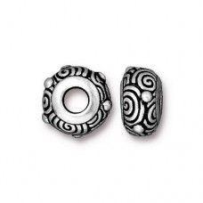 12x6mm TierraCast Spiral Euro Style Bead with 4mm hole - Antique Silver