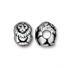10x8mm TierraCast Euro Style Lion Beads w/4mm hole - Antique Fine Silver Plated - Pack of 2