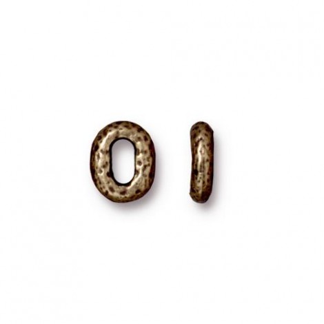8x6mm TierraCast Oval Distressed Large Hole Bead - Brass Oxide - Pack of 6