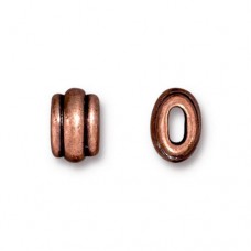 6x9mm (4x2mm ID) TierraCast Deco Barrel or Crimp Beads for 2mm cord - Antique Copper