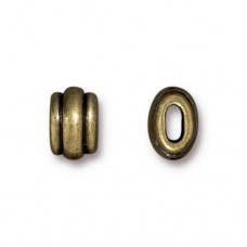 6x9mm (4x2mm ID) TierraCast Deco Barrel or Crimp Beads for 2mm cord - Brass Oxide