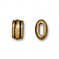 11x7mm (6x2mm ID) TierraCast Deco Crimpable Barrel Beads - Antique Gold Plated - Pack of 2
