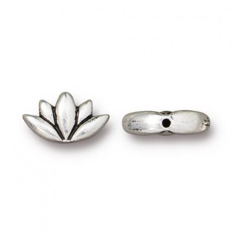 7x12mm TierraCast Lotus Bead - Antique Silver Plated