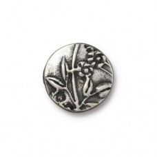 14mm TierraCast Jardin Puffed Coin Bead - Antique Pewter