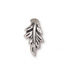 16x9mm TierraCast Botanical Pinch Bail - Antique Fine Silver Plated - Each