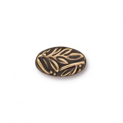 12x7mm TierraCast Botanical Oval Bead - Brass Oxide - Pack of 2