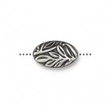 12x7mm TierraCast Botanical Oval Bead - Antique Pewter - Pack of 2