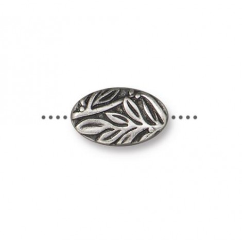 12x7mm TierraCast Botanical Oval Bead - Antique Pewter - Pack of 2