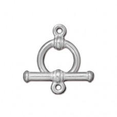 11mm TierraCast Bar & Toggle Ring Clasp - Bright .999 Fine Silver Plated