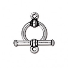 11mm TierraCast Bar & Toggle Ring Clasp - Antique Fine Silver Plated - Per Set