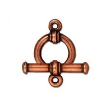 11mm TierraCast Bar & Ring Toggle Clasp - Antique Copper Plated