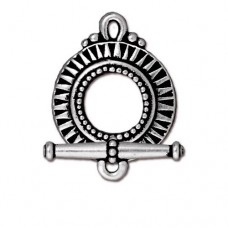 20mm TierraCast Sunburst Toggle Clasp - Antique Fine Silver Plated - Per Set