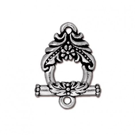 17mm TierraCast Garland Toggle Clasp - Antique Fine Silver Plated