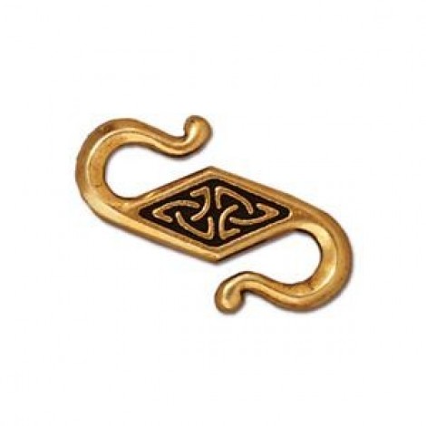 22x10mm TierraCast Celtic S-Hook Clasp - Antique 22K Gold Plated - Each 22x10mm TierraCast Celtic S-Hook Clasp - Antique 22K Gold Plated - Each