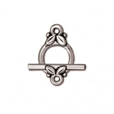 10mm TierraCast Leaf Toggle Clasp Set - Antique Rhodium Plated - Each
