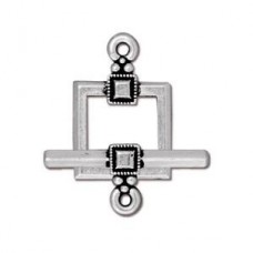 15mm TierraCast Deco Square Toggle Clasp - Ant Silver