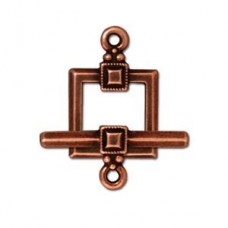 15mm TierraCast Deco Square Toggle Clasp - Ant Copper - Each