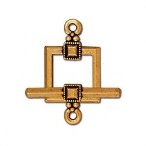 15mm TierraCast Deco Square Toggle Clasp - Ant Gold