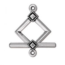 15mm TierraCast Diagonal Deco Toggle Clasps - Ant Silver - Each