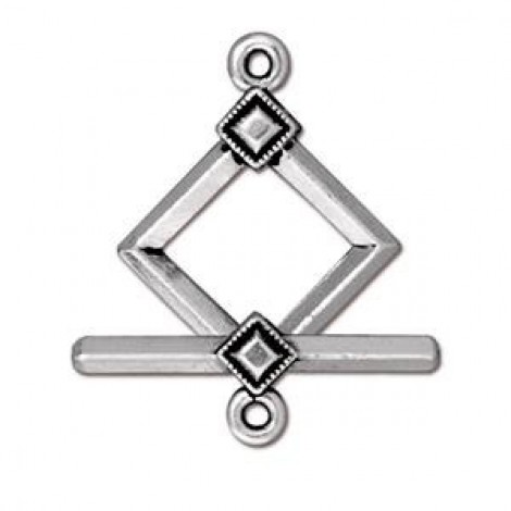 15mm TierraCast Diagonal Deco Toggle Clasps - Ant Silver