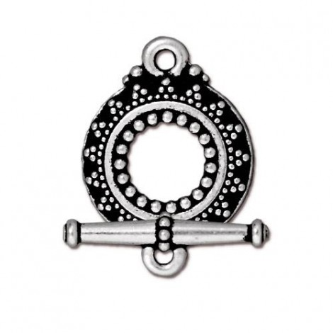 18mm TierraCast Bali Style Toggle Clasp Set - Antique Silver