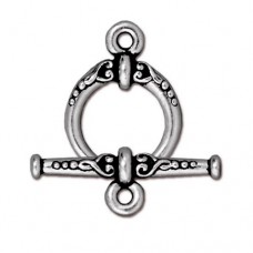 18mm TierraCast Heirloom Toggle Clasp - Antique Fine Silver Plated - Per Set