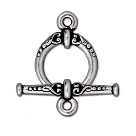18mm TierraCast Heirloom Toggle Clasp - Antique Fine Silver Plated - Per Set