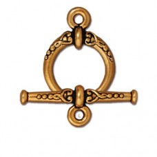 18mm TierraCast Heirloom Toggle Clasp - Antique 22K Gold Plated