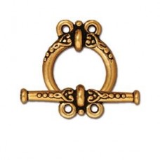 18mm TierraCast Heirloom 2 Loop Toggles - Ant Gold - Per Set