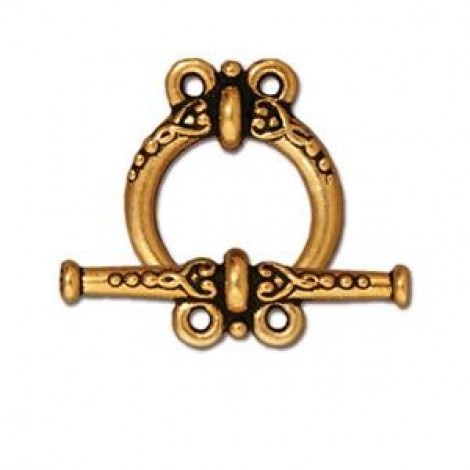 18mm TierraCast Heirloom 2 Loop Toggles - Ant Gold - Per Set