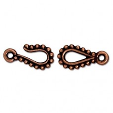 TierraCast Beaded Hook & Eye Clasp - Antique Copper Plated - Pack of 2