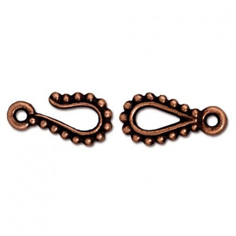 TierraCast Beaded Hook & Eye Clasp - Antique Copper Plated - Pack of 2