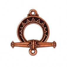 15mm TierraCast Tapered Bali Toggle Clasp - Antique Fine Silver Plated - Each