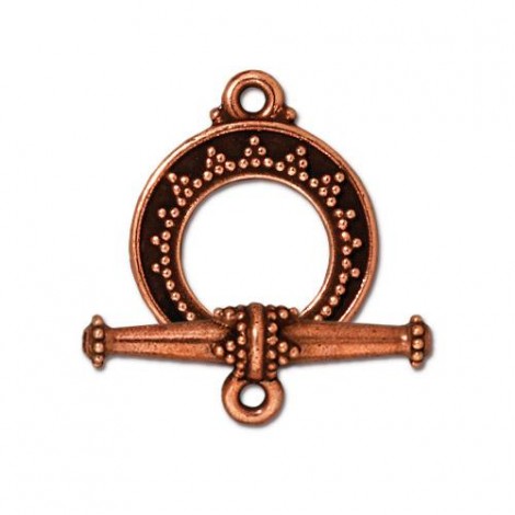15mm TierraCast Tapered Bali Toggle Clasp - Antique Fine Silver Plated - Each