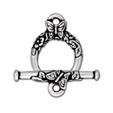 15mm TierraCast Butterfly Toggle Clasp Set - Antique Silver Plated