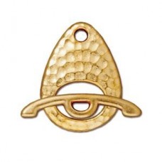 22x17mm TierraCast Hammertone Ellipse Toggle Set - Bright 22K Gold - Per Set