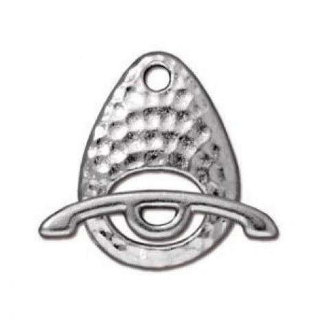 22x17mm TierraCast Hammertone Ellipse Toggle Set - White Bronze Plated - Per Set