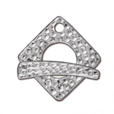 23mm TierraCast Rhodium Silver Plated Square Hammertone Toggle Set