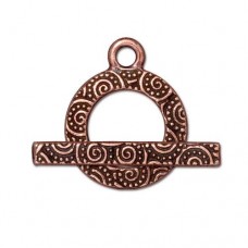 16mm TierraCast Spiral Bar & Ring Toggle Clasps - Antique Copper Plated - Per Set