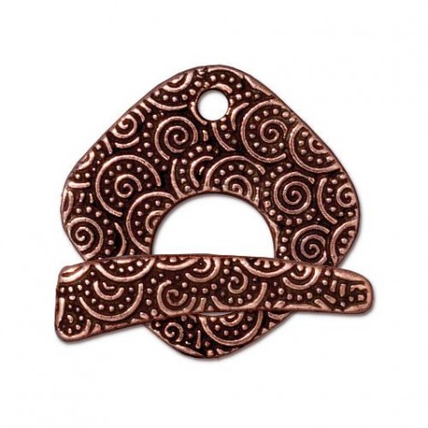 22mm TierraCast Spiral Bar & Ring Toggle Clasp - Antique Copper Plated - Per Set