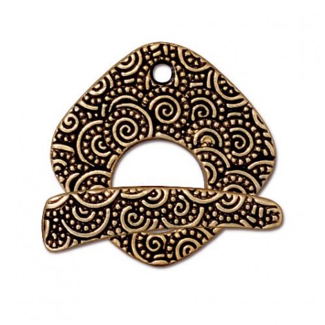 22mm TierraCast Spiral Bar & Ring Toggle Clasp - Antique 22K Gold - Per Set